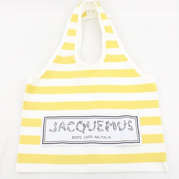 NWD Jacquemus The Marcel Soft Striped Bag in Yellow with Jacquard Logo Label - Picture 1 of 11